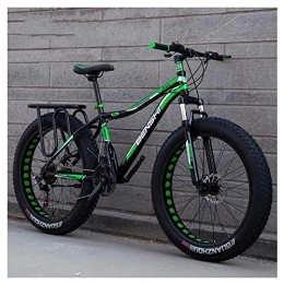 WJSW Bike Adult Fat Tire Mountain Bikes, Dual Disc Brake Hardtail Mountain Bike, Front Suspension Bicycle, Women All Terrain Mountain Bike, Green B, 26 Inch 21 Speed