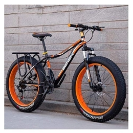 WJSW Fat Tyre Mountain Bike Adult Fat Tire Mountain Bikes, Dual Disc Brake Hardtail Mountain Bike, Front Suspension Bicycle, Women All Terrain Mountain Bike, Orange A, 24 Inch 27 Speed