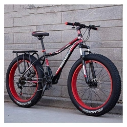 WJSW Bike Adult Fat Tire Mountain Bikes, Dual Disc Brake Hardtail Mountain Bike, Front Suspension Bicycle, Women All Terrain Mountain Bike, Red A, 26 Inch 27 Speed