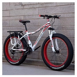 WJSW Fat Tyre Mountain Bike Adult Fat Tire Mountain Bikes, Dual Disc Brake Hardtail Mountain Bike, Front Suspension Bicycle, Women All Terrain Mountain Bike, White A, 24 Inch 27 Speed