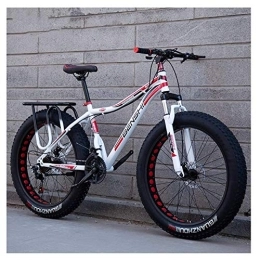 WJSW Fat Tyre Mountain Bike Adult Fat Tire Mountain Bikes, Dual Disc Brake Hardtail Mountain Bike, Front Suspension Bicycle, Women All Terrain Mountain Bike, White B, 26 Inch 21 Speed