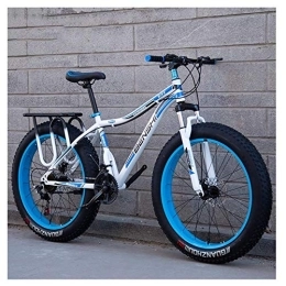 WJSW Fat Tyre Mountain Bike Adult Fat Tire Mountain Bikes, Dual Disc Brake Hardtail Mountain Bike, Front Suspension Bicycle, Women All Terrain Mountain Bike, White C, 24 Inch 24 Speed