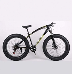 Alqn Fat Tyre Mountain Bike Alqn Fat Tire Adult Mountain Bike, High-Carbon Steel Frame Cruiser Bikes, Beach Snowmobile Bicycle, Double Disc Brake 26 inch Wheels, Black, 24 Speed