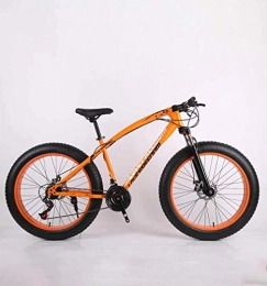 Alqn Fat Tyre Mountain Bike Alqn Fat Tire Adult Mountain Bike, High-Carbon Steel Frame Cruiser Bikes, Beach Snowmobile Bicycle, Double Disc Brake 26 inch Wheels, Orange, 21 Speed