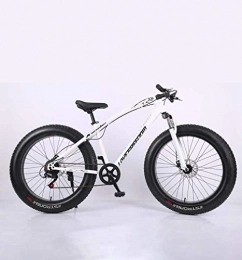 Alqn Fat Tyre Mountain Bike Alqn Fat Tire Adult Mountain Bike, High-Carbon Steel Frame Cruiser Bikes, Beach Snowmobile Bicycle, Double Disc Brake 26 inch Wheels, White, 24 Speed