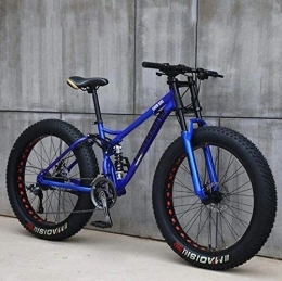 AMITD Bike AMITD Adult Mountain Bikes, 24 Inch Fat Tire Hardtail Mountain Bike, Dual Suspension Frame and Suspension Fork All Terrain Mountain Bike, Blue, 27 Speed