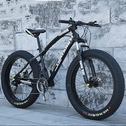 Bananaww Fat Tyre Mountain Bike Bananaww 20 / 24 / 26 * 4.0 Inch Thick Wheel Mountain Bikes, Adult Fat Tire Mountain Trail Bike, 7 / 21 / 24 / 27 / 30 Speed Bicycle, High-carbon Steel Frame, Dual Suspension Dual Disc Brake Bicycle, Dark Black