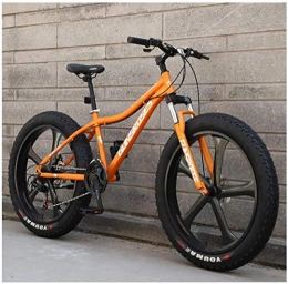 Bike Fat Tyre Mountain Bike Bike 26 Inch Mountain, High-carbon Steel Hardtail Mountain, Fat Tire All Terrain Mountain, Women Men's Anti-Slip (Color : Yellow, Size : 21 Speed 5 Spoke)