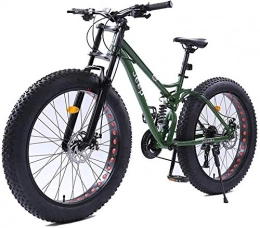 Bike Fat Tyre Mountain Bike Bike 26 Inch Women Mountain, Dual Disc Brake Fat Tire Mountain Trail, Hardtail Mountain, Adjustable Seat Bicycle, High-carbon Steel Frame, Green, 27 Speed