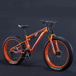 DANYCU Bike DANYCU Fat Tire Bike Mens Mountain Bike 26 Inch 21 / 27 Speed Full Suspension Mountain Bikes Anti-Slip Sand Snow Bicycle for Commute Travel Exercise Sport, Orange, 21 speed