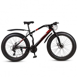 DelongKe Fat Tyre Mountain Bike DelongKe Mountain Bike Adult, Mountain Bike 26 Inch, Fat Tire Mountain Bike, Dual Suspension Frame And Suspension Fork All Terrain Mountain Bike, 27Speed, Black, Spoke wheel