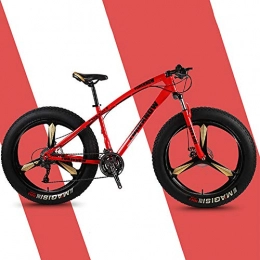 DelongKe Bike DelongKe Mountain Bike Adult, Mountain Bikes, 26 Inch Fat Tire Hardtail Mountain Bike, Dual Suspension Frame And Suspension Fork All Terrain Mountain Bike, 21 Speed, Red, Three cutter wheel