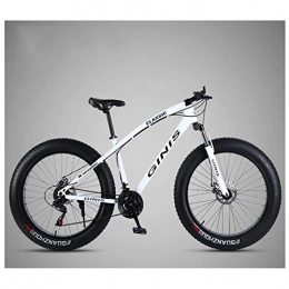 DLC Fat Tyre Mountain Bike DLC 26 inch Mountain Bicycle, High-Carbon Steel Frame Fat Tire Mountain Trail Bike, Men's Womens Hardtail Mountain Bike with Dual Disc Brake, Orange, 21 Speed 3 Spoke, White, 30 Speed Spoke