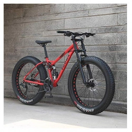 DLC Fat Tyre Mountain Bike DLC 26 inch Mountain Bikes, Adult Boys Girls Fat Tire Mountain Trail Bike, Dual Disc Brake Bicycle, High-Carbon Steel Frame, Anti-Slip Bikes, Black, 27 Speed, Red, 24 Speed