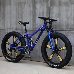 DULPLAY Fat Tyre Mountain Bike DULPLAY Cruiser Bicycle Beach Ride Travel Sport Mountain Bikes, Adult Road Bike, Fat Bike 26 Inch 27 Speed Mountain Bicycle Blue 5 Spoke 26", 27-speed