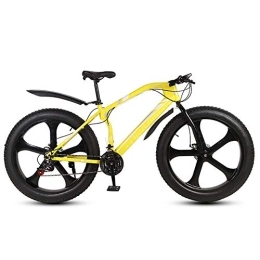 DULPLAY Fat Tyre Mountain Bike DULPLAY Dual Suspension Frame And Suspension Fork All Terrain Snow Bicycle, 26 Inch Fat Tire Hardtail Mountain Bike, Men's Mountain Bikes Yellow 5 Spoke 26", 24-speed