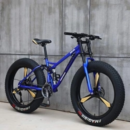 DULPLAY Fat Tyre Mountain Bike DULPLAY Fat Tire Mountain Bike, Men Women Student Variable Speed Bike, 26 Inch Variable Speed Mountain Bikes, Bicycle Blue 3 Spoke 26", 21-speed