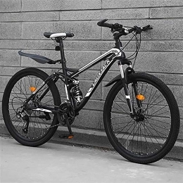 DULPLAY Fat Tyre Mountain Bike DULPLAY High Carbon Steel Men Women Off-road Mountain Bikes, Mountain Bike Bicycle, Dual Disc Brake Full Suspension Mountain Bicycle Black 24", 30-speed