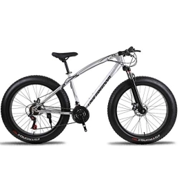 DULPLAY Fat Tyre Mountain Bike DULPLAY Mountain Bike For Teens Adults Men Women, Double Disc Brake Fat Tire Mountain Bicycle, 26 Inch Mountain Bikes Bicycle Silver 26", 27-speed