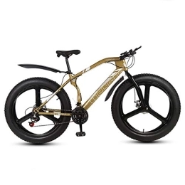 DULPLAY Bike DULPLAY Mountain Bikes, 26 Inch Fat Tire Hardtail Mountain Bike, Dual Suspension Frame And Suspension Fork All Terrain Mountain Bicycle Gold 3 Spoke 26", 21-speed