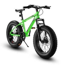 Elecony Bike Elecony Nunu-T100 20 Inch Fat Tire Bike Boys Girls Full Shimano 7 Speed Mountain Bike, Dual Disc Brake Fat Tire Bicycle, High-Carbon Steel Frame Front Suspension MTB Mountain Trail Bike