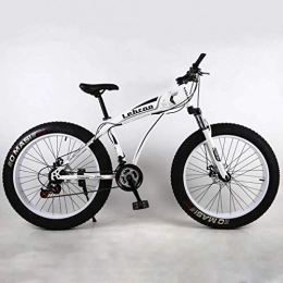 FANG Bike FANG Fat Tire Adult Mountain Bike, Lightweight High-Carbon Steel Frame Cruiser Bikes, Beach Snowmobile Mens Bicycle, Double Disc Brake 26 Inch Wheels