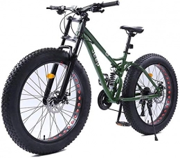 FANLIU 26 Inch Women Mountain Bikes, Dual Disc Brake Fat Tire Mountain Trail Bike, Hardtail Mountain Bike, Adjustable Seat Bicycle, High-carbon Steel Frame,Green,27 Speed