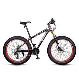 Fat Tire Mountain Bike Mens, 26 Inch Adult Snow Bike, Double Disc Brake Cruiser Bikes, Beach Bicycle, 4.0 Wide Wheels, 27 Speed,Black