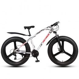 FXMJ Fat Tyre Mountain Bike FXMJ Fat Tire Mens Mountain Bike, Double Disc Brake / Cruiser Bikes, Beach Snowmobile Bicycle, 26 inch Aluminum Alloy Wheels, 27 Speed 3 Spoke, White