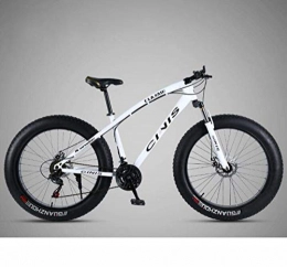 GASLIKE Bike GASLIKE 26 Inch Bicycle Mountain Bike Hardtail for Men's Womens, Fat Tire MTB Bikes, High-Carbon Steel Frame, Shock-Absorbing Front Fork And Dual Disc Brake, White, 30 speed