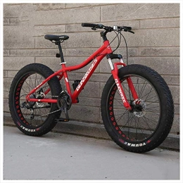 giyiohok Bike giyiohok 26 Inch Hardtail Mountain Bike Fat Tire Mountain Trail Bike for Adults Men Women Mechanical Disc Brakes Mountain Bicycle with Front Suspension-24 Speed_Red Spoke