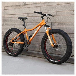 giyiohok Bike giyiohok 26 Inch Hardtail Mountain Bike Fat Tire Mountain Trail Bike for Adults Men Women Mechanical Disc Brakes Mountain Bicycle with Front Suspension-7 Speed_Orange Spoke