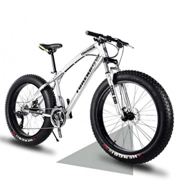 giyiohok Bike giyiohok 26 Inch Hardtail Mountain Bikes with Fat Tire for Adults Men Women Mountain Trail Bike with Front Suspension Disc Brakes High-Carbon Steel Mountain-21 Speed_silver Spoke