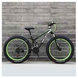 GONGFF Fat Tyre Mountain Bike GONGFF Mens Womens Mountain Bikes, High-carbon Steel Frame, Dual Disc Brake Hardtail Mountain Bike, All Terrain Bicycle, Anti-Slip Bikes, Green, 24 Inch 27 Speed