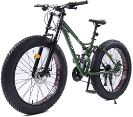 HOYDU Fat Tyre Mountain Bike HOYDU 26 Inch Mountain Bikes, Dual Disc Brake Fat Tire Mountain Trail Bike, Hardtail Mountain Bike, High-Carbon Steel Frame, Green, 27 Speed