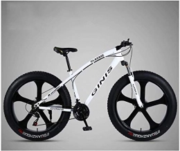 HU Bike Hu 26 Inch Mountain Bicycle, High-carbon Steel Frame Fat Tire Mountain Trail Bike, Men's Womens Hardtail Mountain Bike with Dual Disc Brake (Color : White, Size : 30 Speed 5 Spoke)