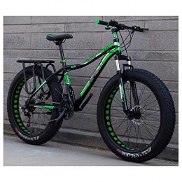 HWOEK Bike HWOEK Adults Snow Beach Bicycle, Double Disc Brake 24 / 26 Inch All Terrain Mountain Bike 4.0 Fat Tires Adjustable Seat, black green, A 24 speed