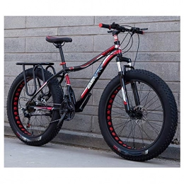 HWOEK Bike HWOEK Adults Snow Beach Bicycle, Double Disc Brake 24 / 26 Inch All Terrain Mountain Bike 4.0 Fat Tires Adjustable Seat, black red, A 27 speed