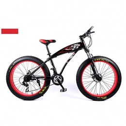 HY-WWK Bike HY-WWK Adults Mountain Bike, Bold Shock Absorption 24 / 26 inch Snow Beach Bike 4.0 Fat Tires 21 / 24 / 27 Speed Dual Disc Brake, Blue, A 21 Speed, Red