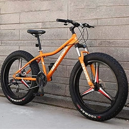 JAJU Fat Tyre Mountain Bike JAJU 21 speed Mountain Bikes, 26 Inch Fat Tire Hardtail Snowmobile, Dual Suspension Frame and Suspension Fork All Terrain Men's Mountain Bicycle Adult Mountain Bike.