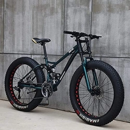 Jrechio Fat Tyre Mountain Bike Jrechio 26" Mountain Bikes 24 Speed Bicycle Adult Fat Tire Mountain Trail Bike High-Carbon Steel Frame Dual Full Suspension Dual Disc Brake Cyan sunyangde