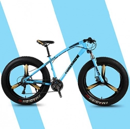 Langlin Fat Tyre Mountain Bike Langlin Mountain Bike Bicycle 26" Cross Country Mountain Bike Beach Snow All Terrain Bike with 3 Cutter Wheel Double Disc Brake Fat Tire Bike, blue, 26" 7 speed