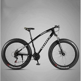 LBYLYH Bike LBYLYH 26-Inch Mountain Bikes, Dual Disc Brakes Fat Tire Mountain Bike Trail, Hardtail Mountain Bike, Adjustable Seat Bicycle, High-Carbon, Black, 24 Speed Spoke