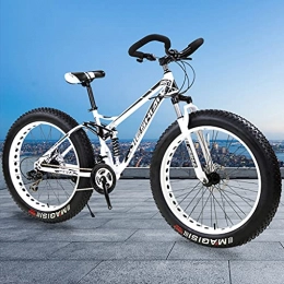 LHQ-HQ Fat Tyre Mountain Bike LHQ-HQ Adults Mountain Trail Bike, Butterfly Handlebar, 26" Fat Tire, 24 Speed, High-Carbon Steel Frame, Dual-Suspension, ​Shimano Shift Kit, Loading 200Kg, A