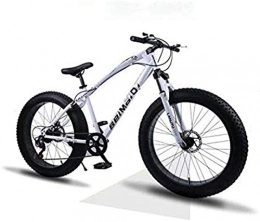 Leifeng Tower Fat Tyre Mountain Bike Lightweight Hardtail Mountain Bikes, Dual Disc Brake Fat Tire Cruiser Bike, High-Carbon Steel Frame, Adjustable Seat Bicycle Inventory clearance ( Color : White , Size : 24 inch 27 speed )