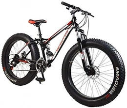 Leifeng Tower Fat Tyre Mountain Bike Lightweight Mountain Bike, 21Speed Fat Tire Hardtail Mountain Bicycle, Dual Suspension Frame And High Carbon Steel Frame, Double Disc Brake, 26 Inch Wheels Inventory clearance ( Color : Black red )