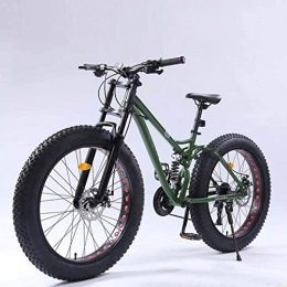 LUO Fat Tyre Mountain Bike LUO Beach Snow Bicycle, Adult Fat Tire Mountain Bike, Variable Speed Snow Beach Bikes, Double Disc Brake Cruiser Bicycle, Off-Road Travel Bicycles, 26 inch Wheels, Black, 21 Speed, Green, 21 Speed