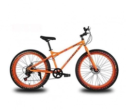 LUO Fat Tyre Mountain Bike LUO Bicycle, 26 inch Mountain Bike for Adults, Dual Disc Brake Fat Tire Mountain Trail Bicycle, Hardtail Mountain Bike, High-Carbon Steel Frame, White, 27 Speed, Orange, 27 Speed
