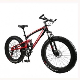 LUO Fat Tyre Mountain Bike LUO Bicycle, Fat Tire Mountain Bike Bicycle for Men Women, with Full Suspension MBT Bikes Lightweight High Carbon Steel Frame and Double Disc Brake, E, 26 inch 7 Speed, B, 26 inch 24 Speed