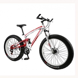 LUO Fat Tyre Mountain Bike LUO Bicycle, Fat Tire Mountain Bike Bicycle for Men Women, with Full Suspension MBT Bikes Lightweight High Carbon Steel Frame and Double Disc Brake, E, 26 inch 7 Speed, C, 26 inch 24 Speed